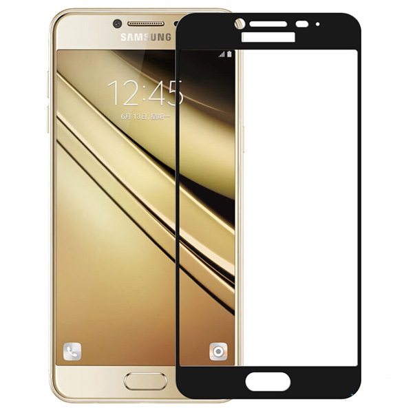 گلس سامسونگ C5 نانو فول کاور و تمام چسب - مشکی