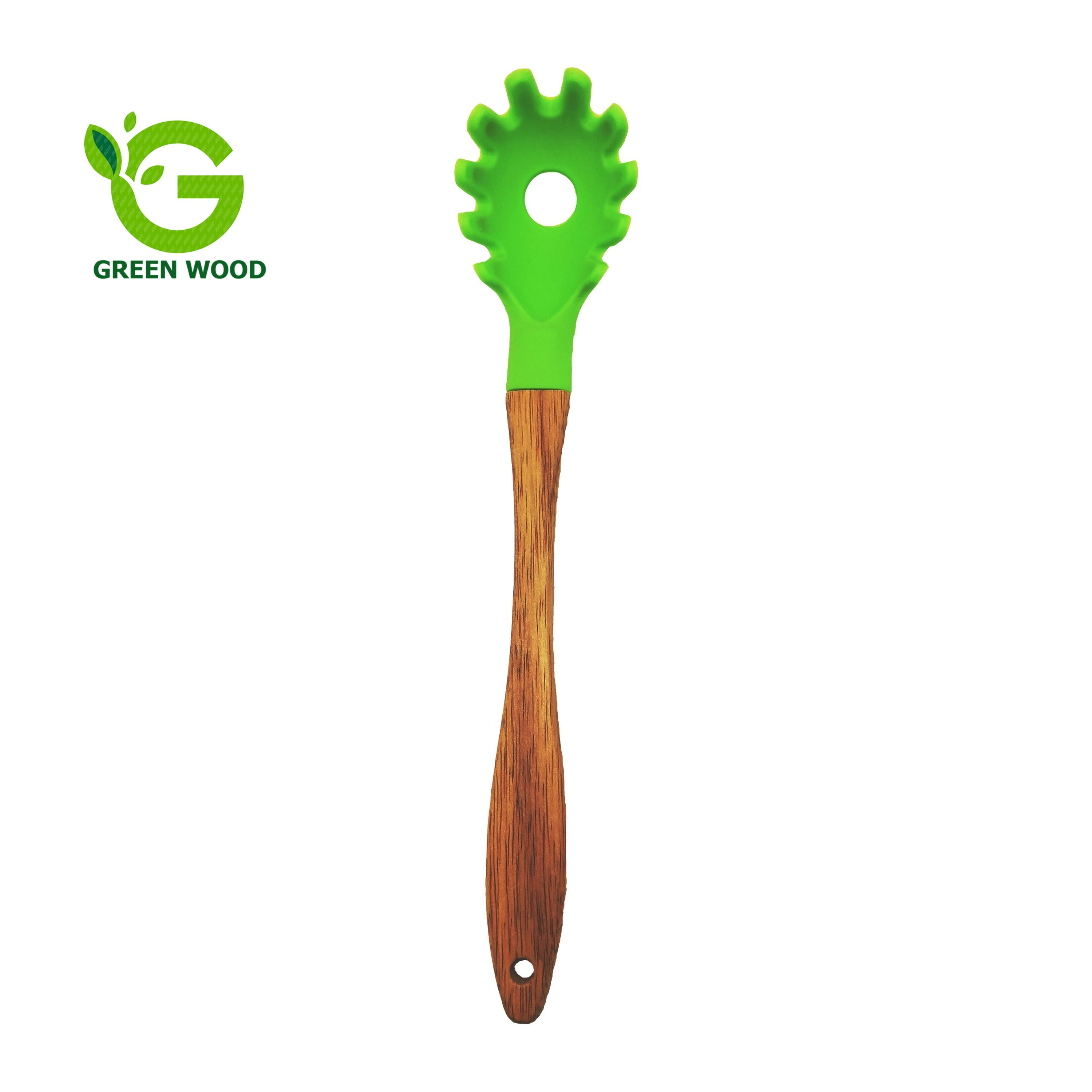 چنگال ماکارونی سیلیکونی دسته چوبی بامبو کد Gw130701001