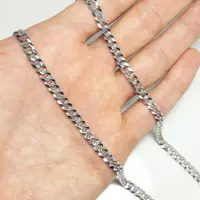 زنجیر نقره ایتالیا با روکش طلا سفید کد 6
