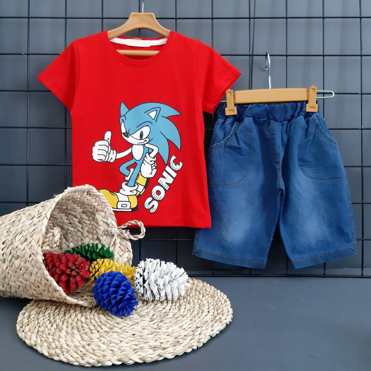 تیشرت و شلوارک لی بیرونی دخترانه و پسرانه سایز 40 کد 236n