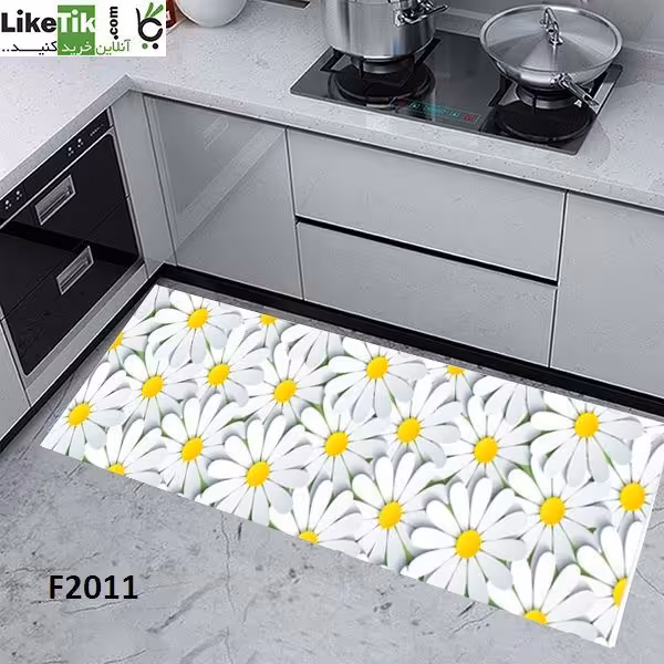 فرشینه مخمل لایکتیک سه لایه سایز 200 در 140 طرح  گل آشپزخانه  کد F 2011