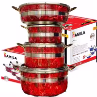 سرویس قابلمه زنبوری طرح ترک رامیلا رنگ قرمز - خرزد و قیمت تولیدی قابلمه زنبوری در ایران -aluminium cookware factory