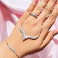 سرویس زنجیری جواهری نقره اصل عیار925 آبکاری طلا درجه یک رنگ ثابت برندGTA