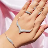 سرویس زنجیری جواهری نقره اصل عیار925 آبکاری طلا درجه یک رنگ ثابت برندGTA