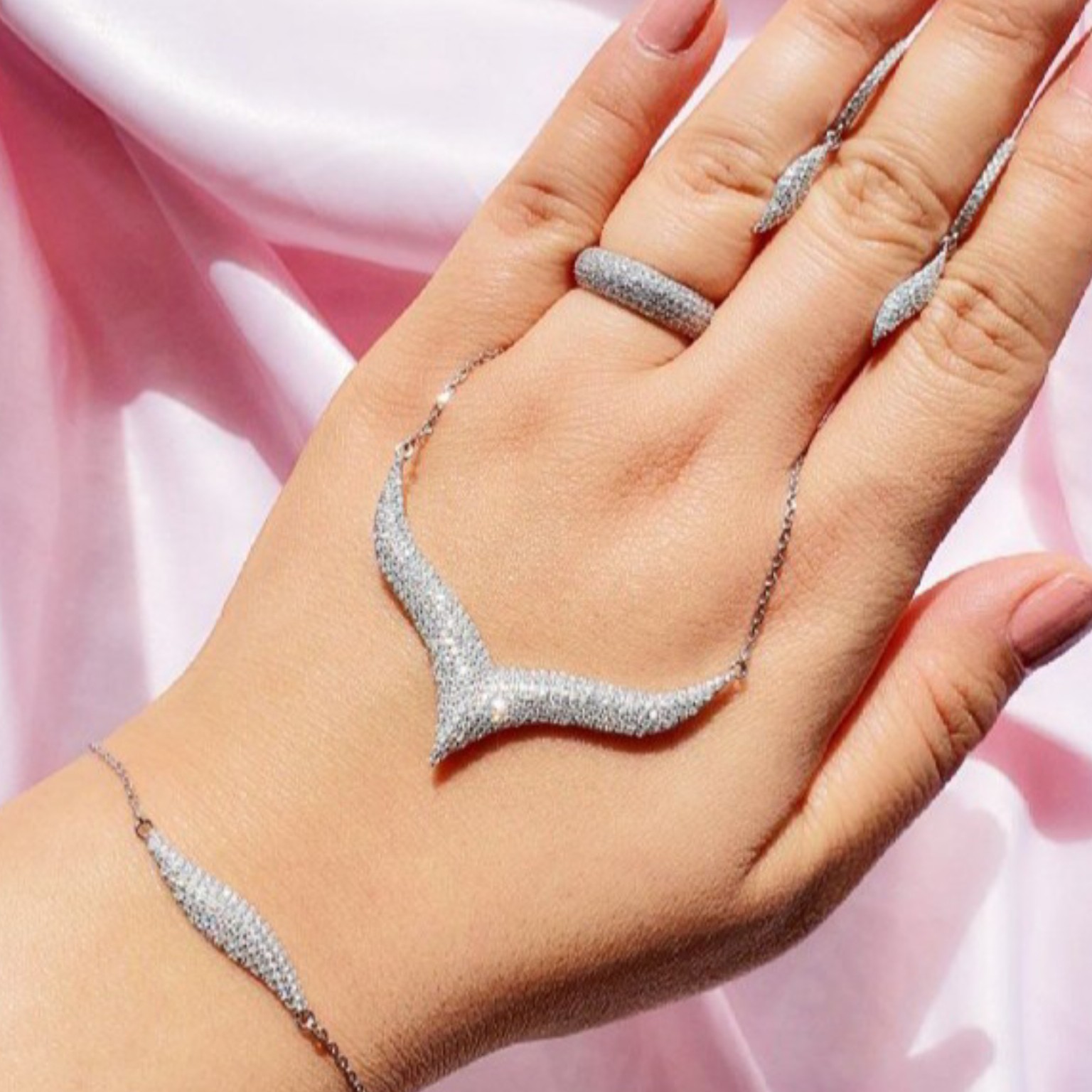 سرویس زنجیری جواهری نقره اصل عیار925 آبکاری طلا درجه یک رنگ ثابت برندGTA