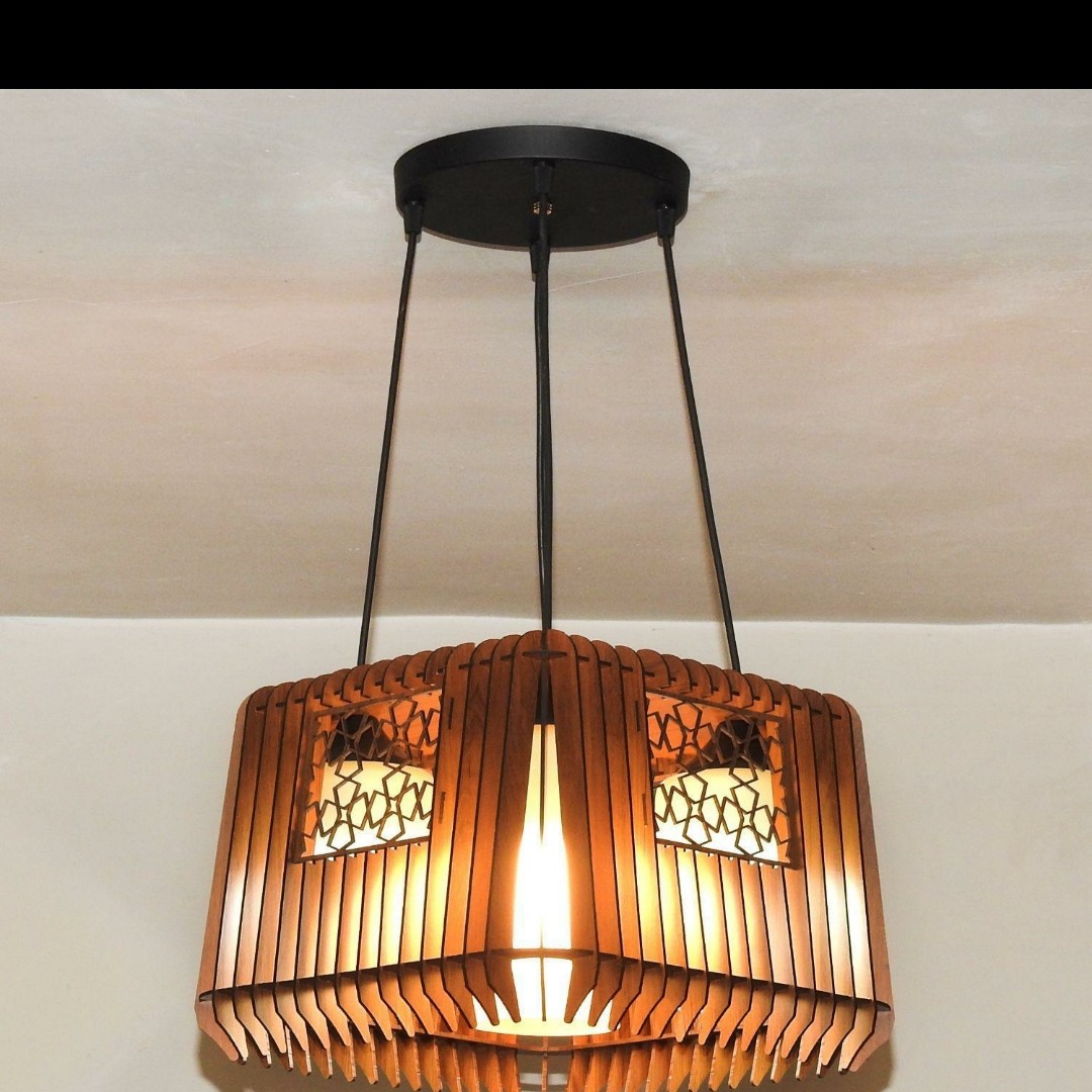 لوستر 4 شعله چوبی