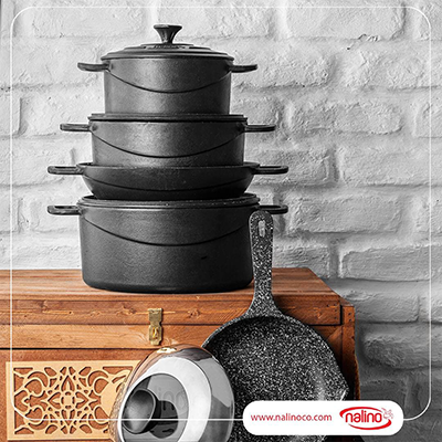 سرویس چدن 9 پارچه نالینو مدل DIO با جعبه چوبی