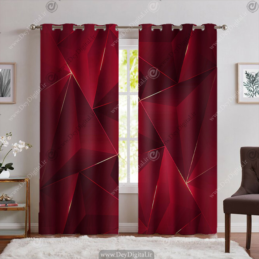 پرده پانچ سه بعدی مدرن قرمز PK-5828