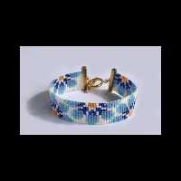 دستبند منجوق طرح گل ابی