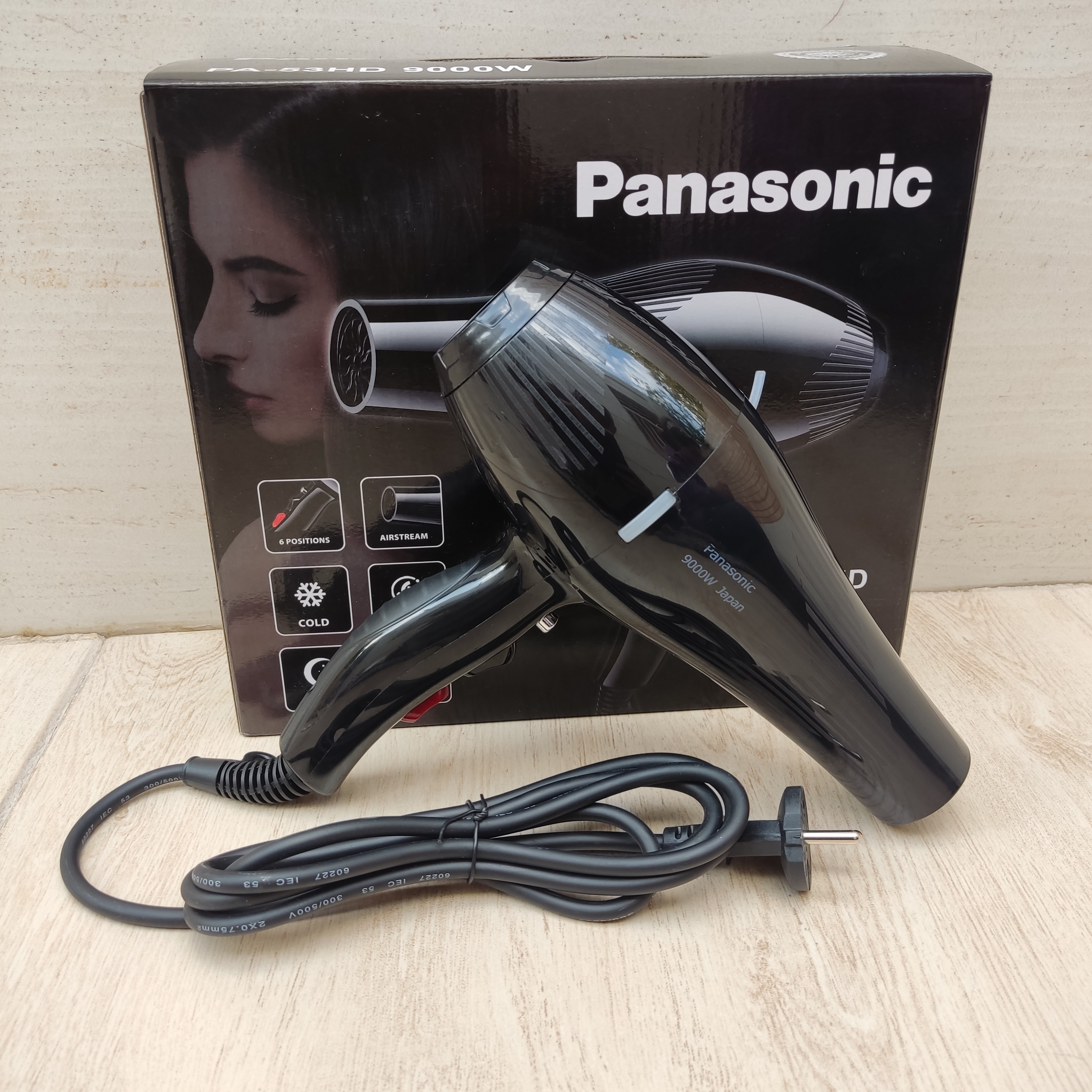سشوار حرفه ای مارک پاناسونیک 9000 وات PA-53HD دارای موتور AC .ساخت ژاپن.طول سیم 2 متر