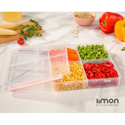 ظرف فریزری چهارخانه بزرگ لیمون ، در رنگهای صورتی پاستیلی و وانیلی