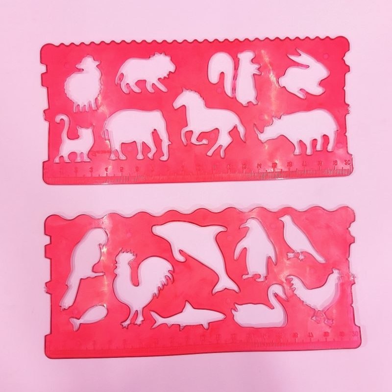 خط کش شابلون دار باغ وحش متنوع 2 عددی ژله ای