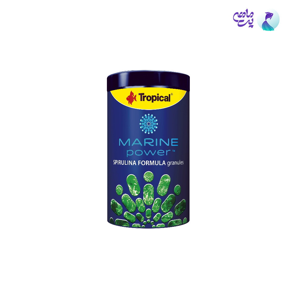 غذای ماهی آب شور تروپیکال Marine power Spirulina formula granules وزن 150 گرم