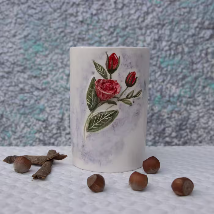 گلدان گل سرخ برجسته ( فروش عمده)