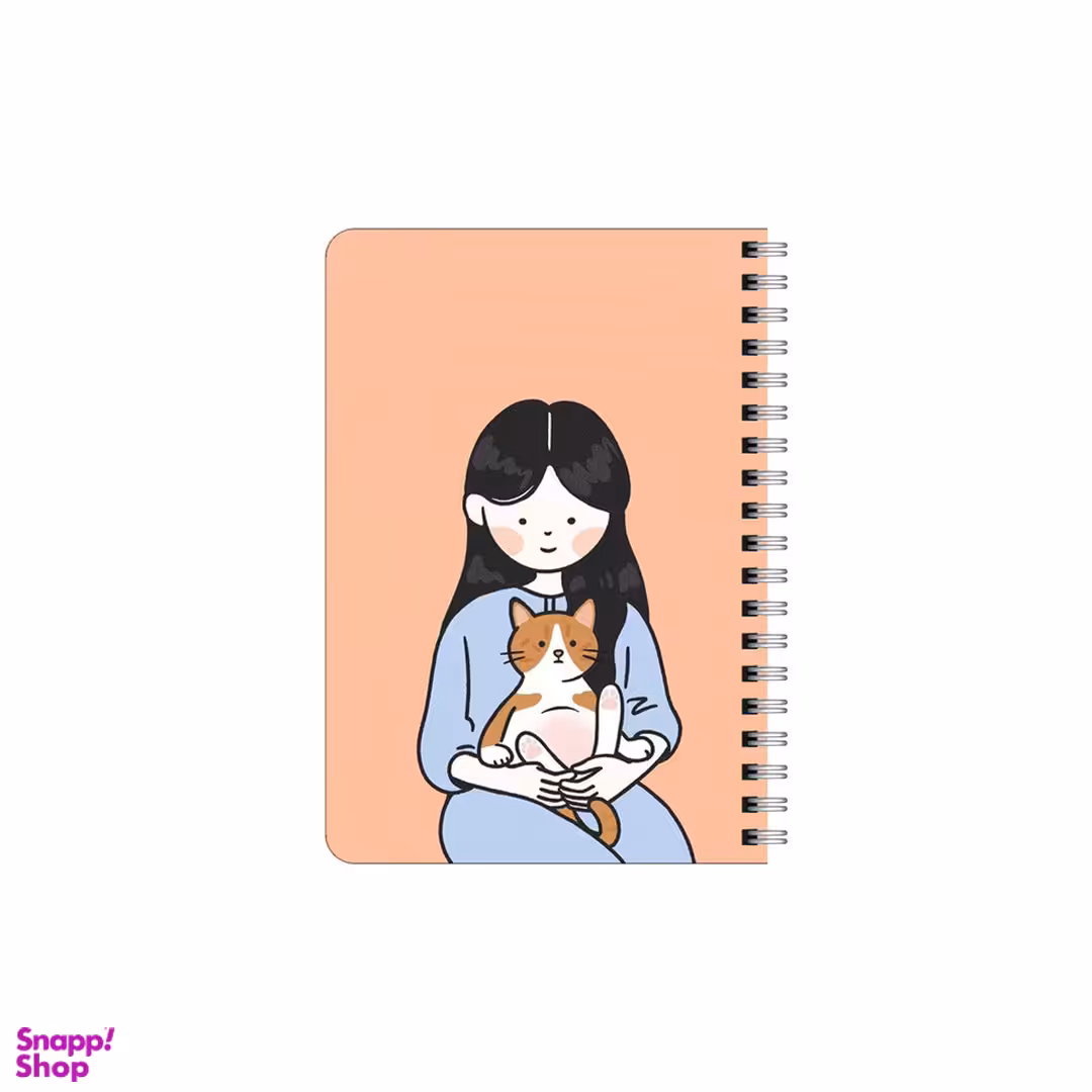 دفترچه یادداشت 80 برگ بامبیلیپ مدل چوبی طرح دختر و گربه کد 5666424