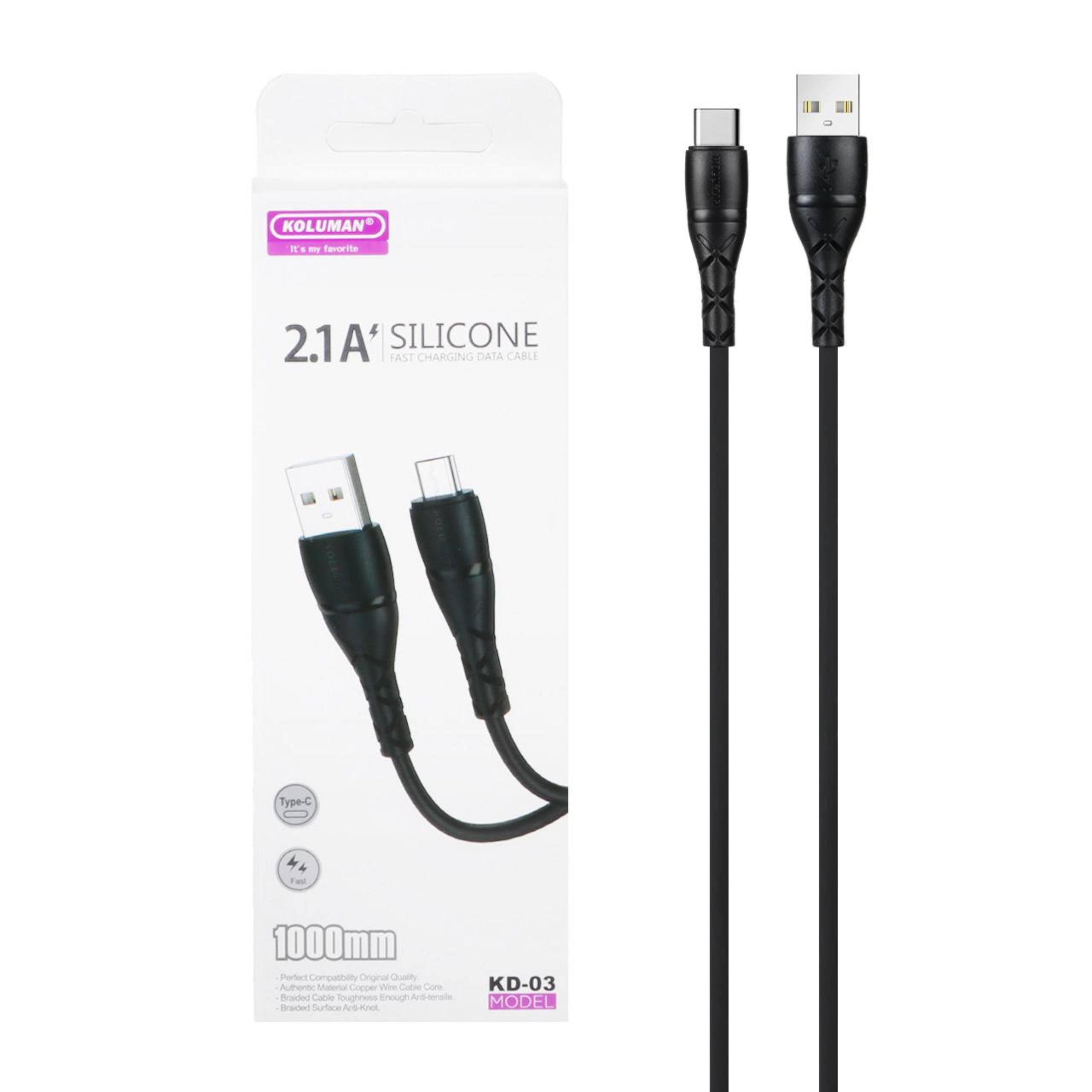 کابل شارژ تایپ c کلومن مدل kd-03