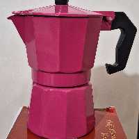 قهوه جوش دوکاپ صورتی فقط 210هزار تومان آلمینیومی با رنگ کوره نسوز و براق