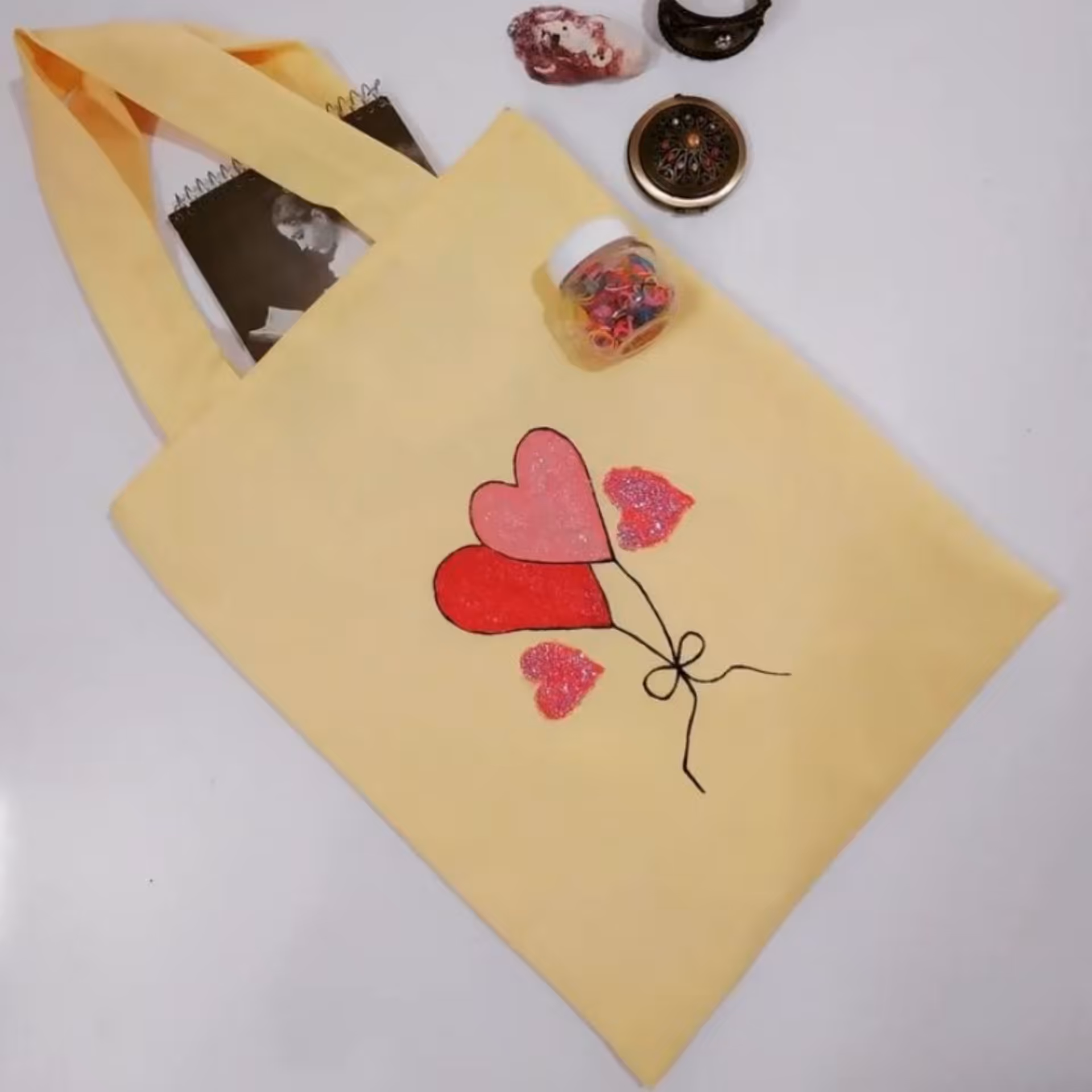 کیف دخترانه لیمویی رنگ نقاشی