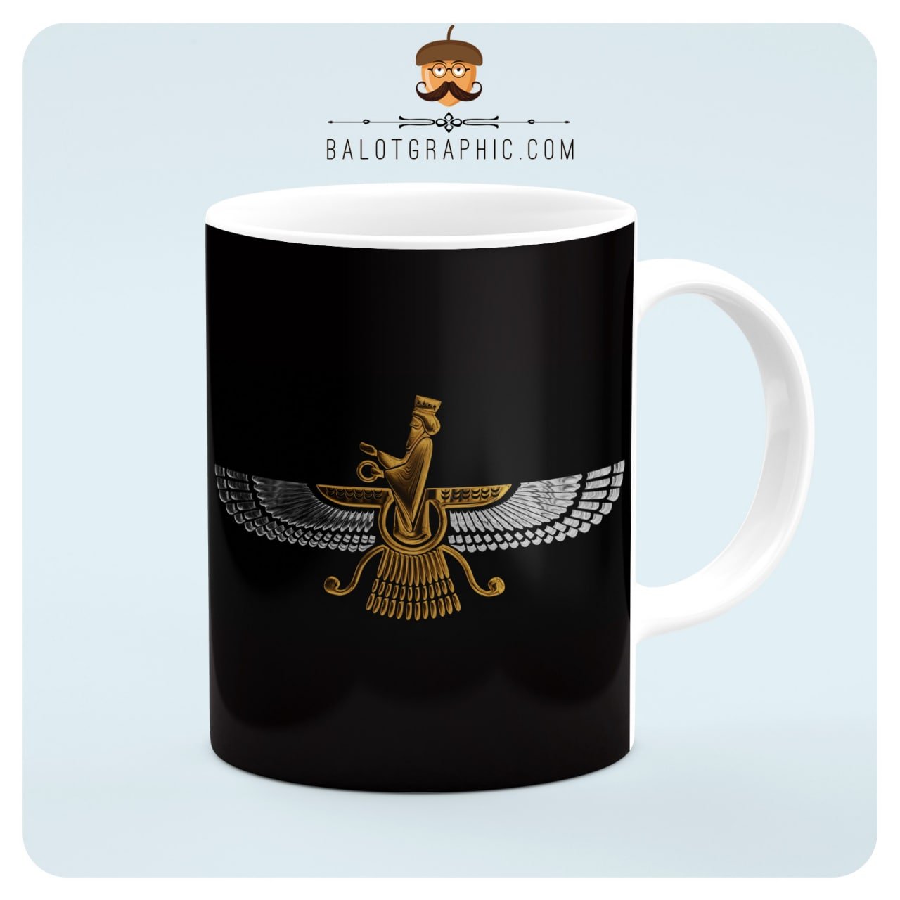 ماگ سرامیکی طرح فروهر کد BM122 بلوط گرافیک