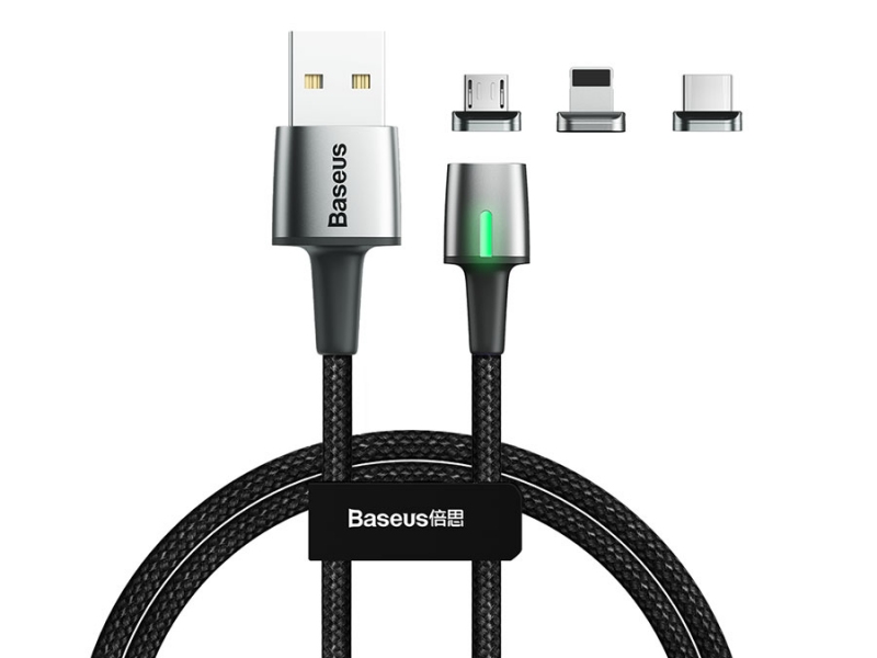 کابل آهنربایی سه سر بیسوس Baseus Zinc magnetic Cable Kit 2m