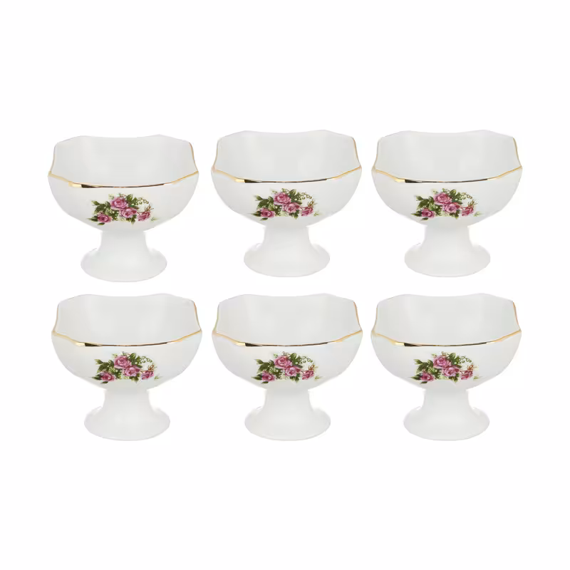 بستنی خوری طرح گل سرخ بسته 6 عددی