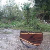 ساعت دیواری روستیک چوب سنجد سایز 50 سانت پوشش روغن همل