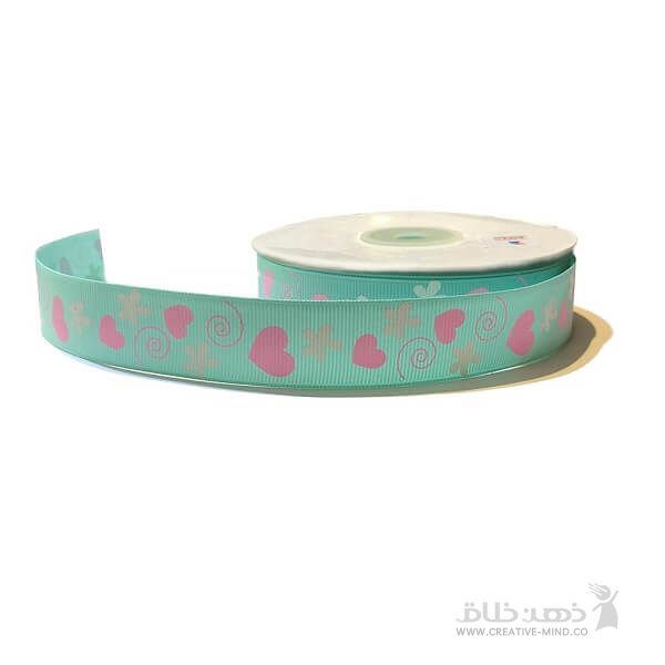 روبان طرحدار قلب صورتی