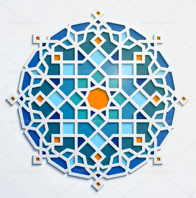 وکتور کاشی کاری طرح شمسه آبی | گرافیک با طعم تربچه