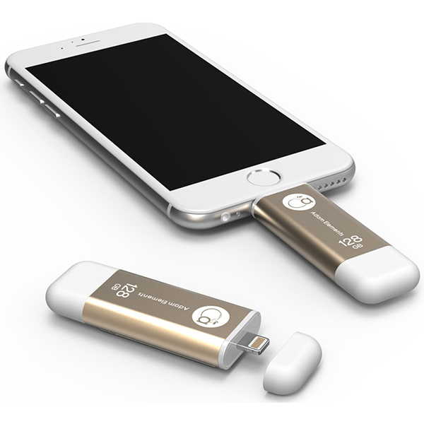 آدام المنتس فلش مموری لایتنینگ مدل iKlips با ظرفیت 128 گیگابایت طلایی - Hiapple.ir