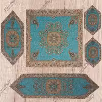 ست 5 تکه رومیزی ترمه افشاری رنگ سبز با کیفیت عالی