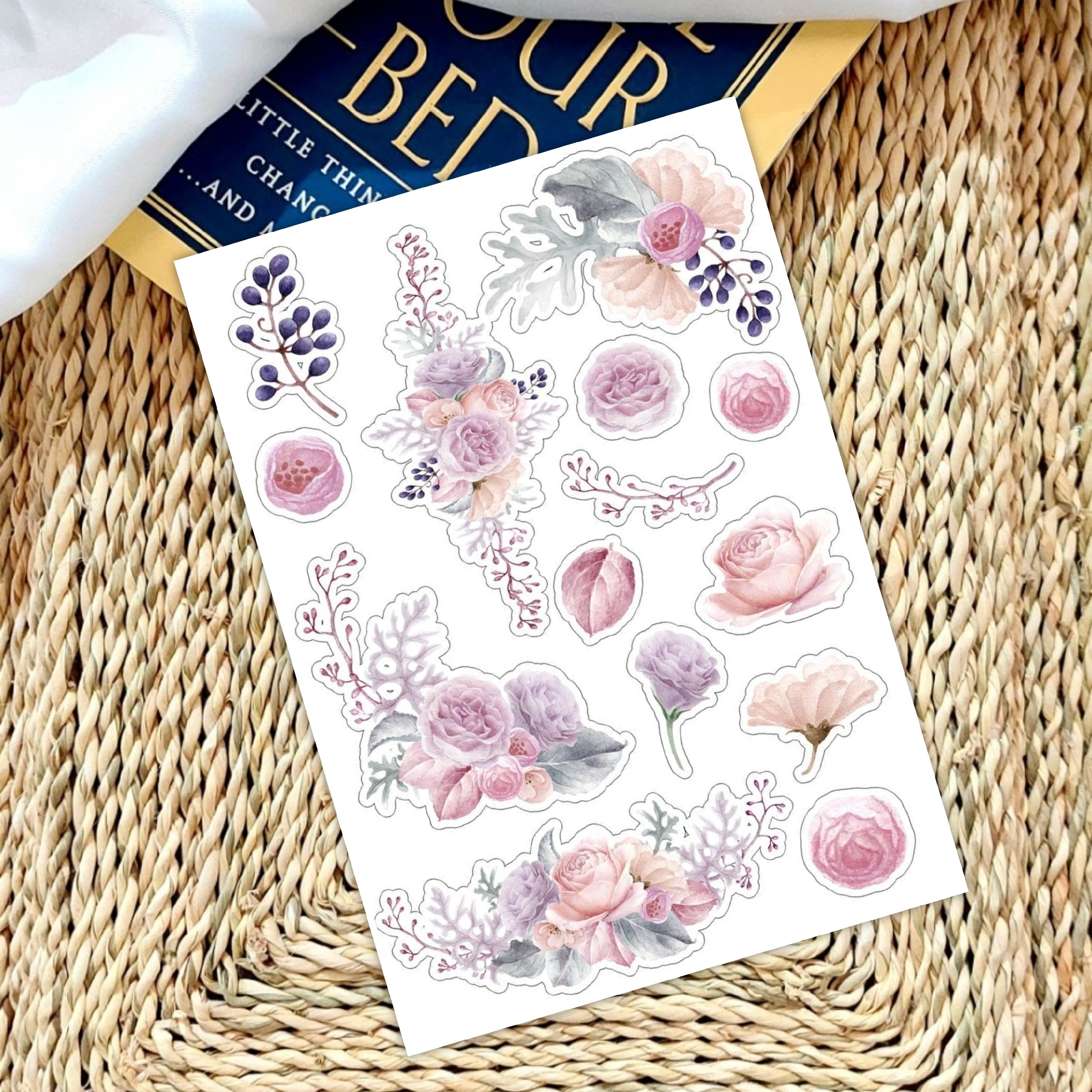 استیکر(برچسب)  طرح  گل صورتی  ملزومات بولت ژورنال و پلنر 