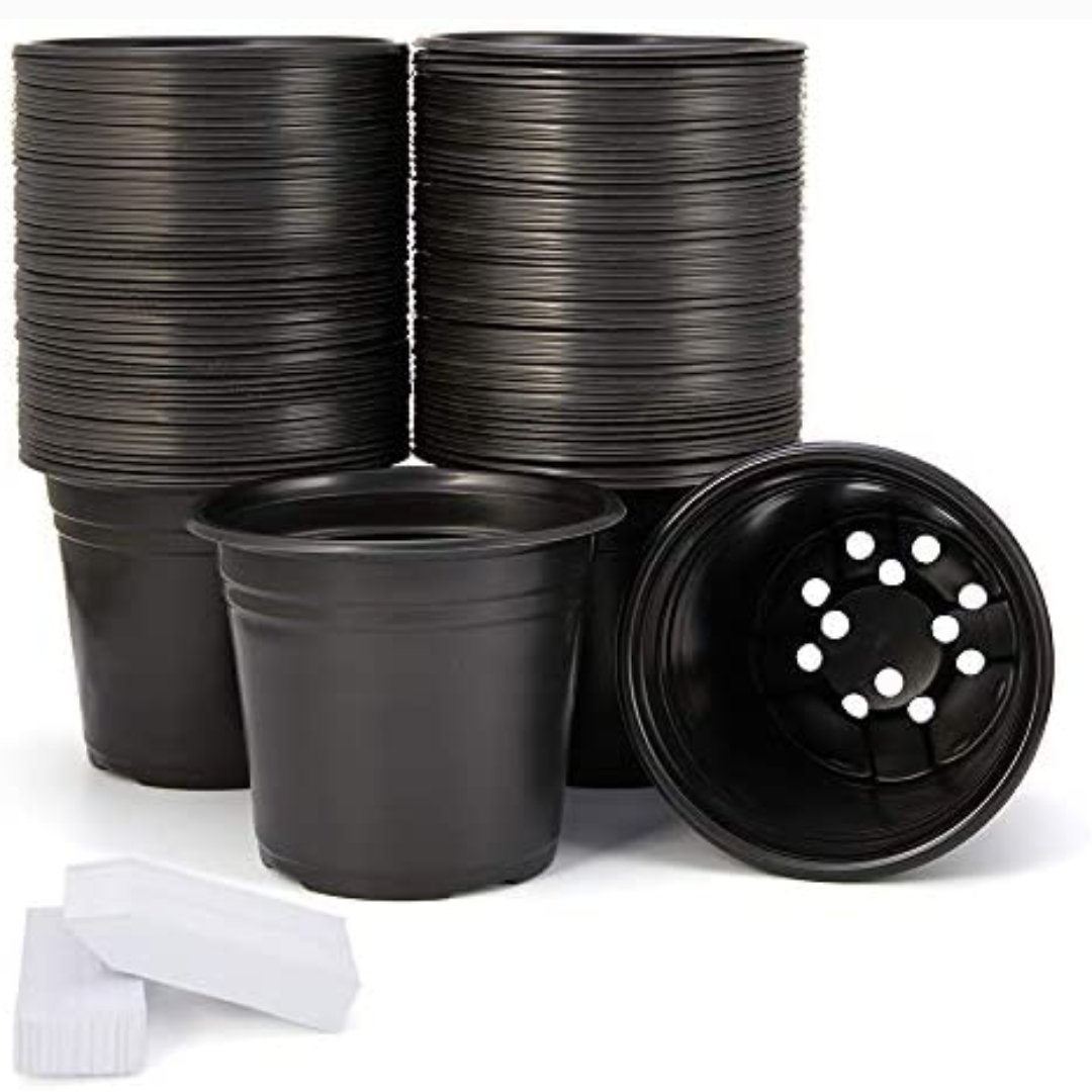 گلدان پلاستیکی ژله ای سایز 19  مشکی تک لایه