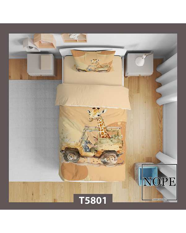 سرویس لحاف روتختی کودک یک نفره 5 تکه نوپه هوم Nopehome طرح زرافه کد T5801