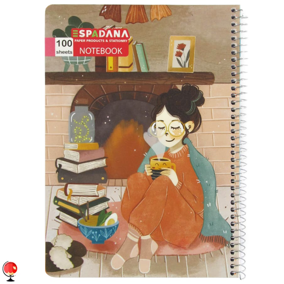 دفتر مشق 100 برگ سیمی طرح شومینه اسپادانا