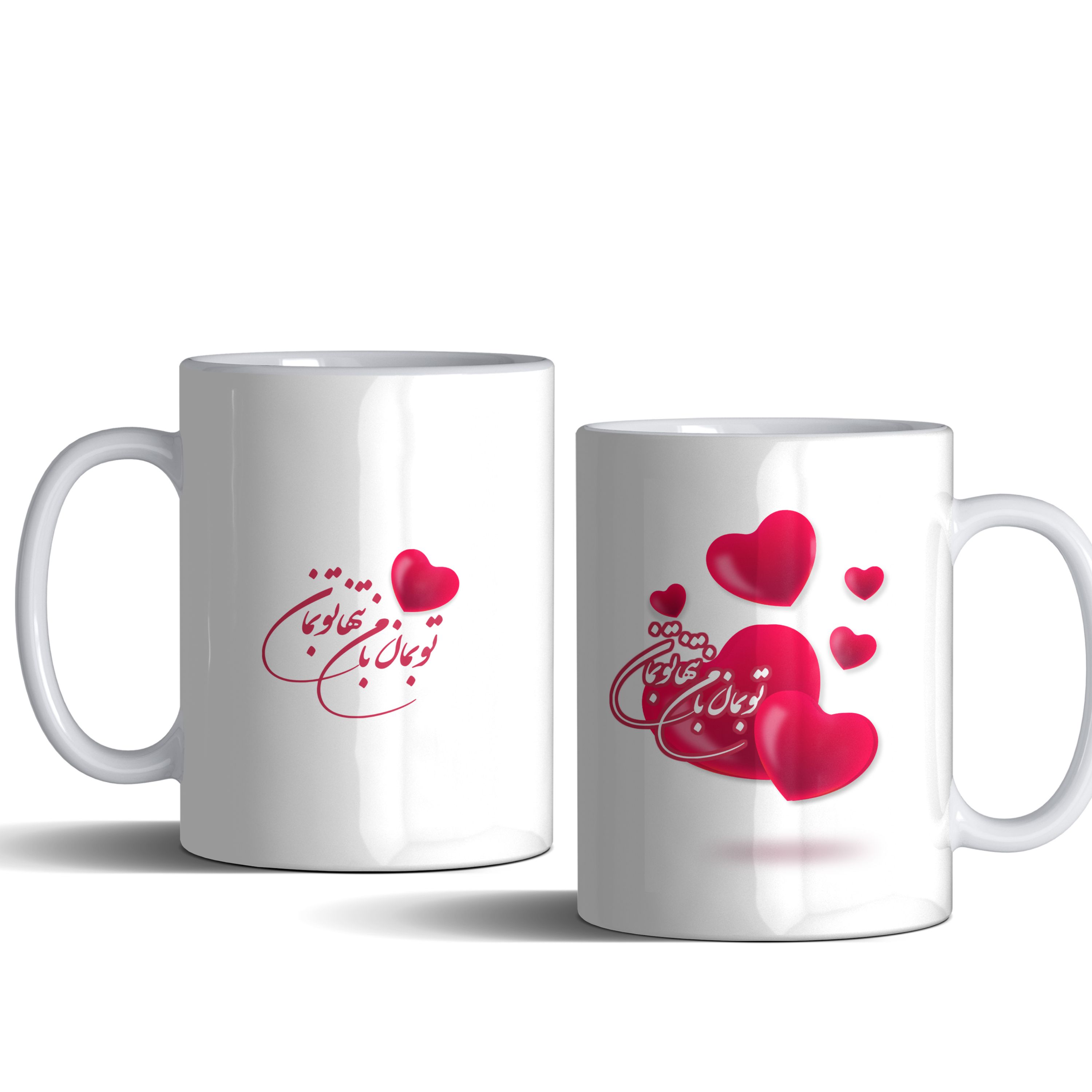 لیوان (ماگ) طرح قلب با متن تو بمان با من تنها تو بمان