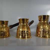 جزوه ( قهوه جوش) سه عددی دسته چوبی جنس برنج کیفیت بالا درجه یک