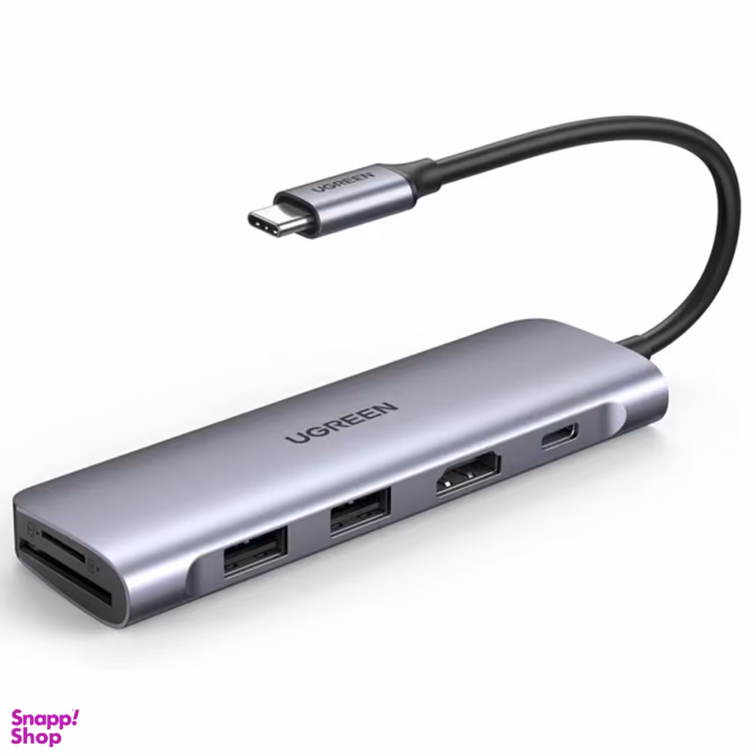 هاب 2 پورت Type C به USB 3.0 با یک پورت HDMI و درگاه کارت حافظه یوگرین (Ugreen) مدل CM195