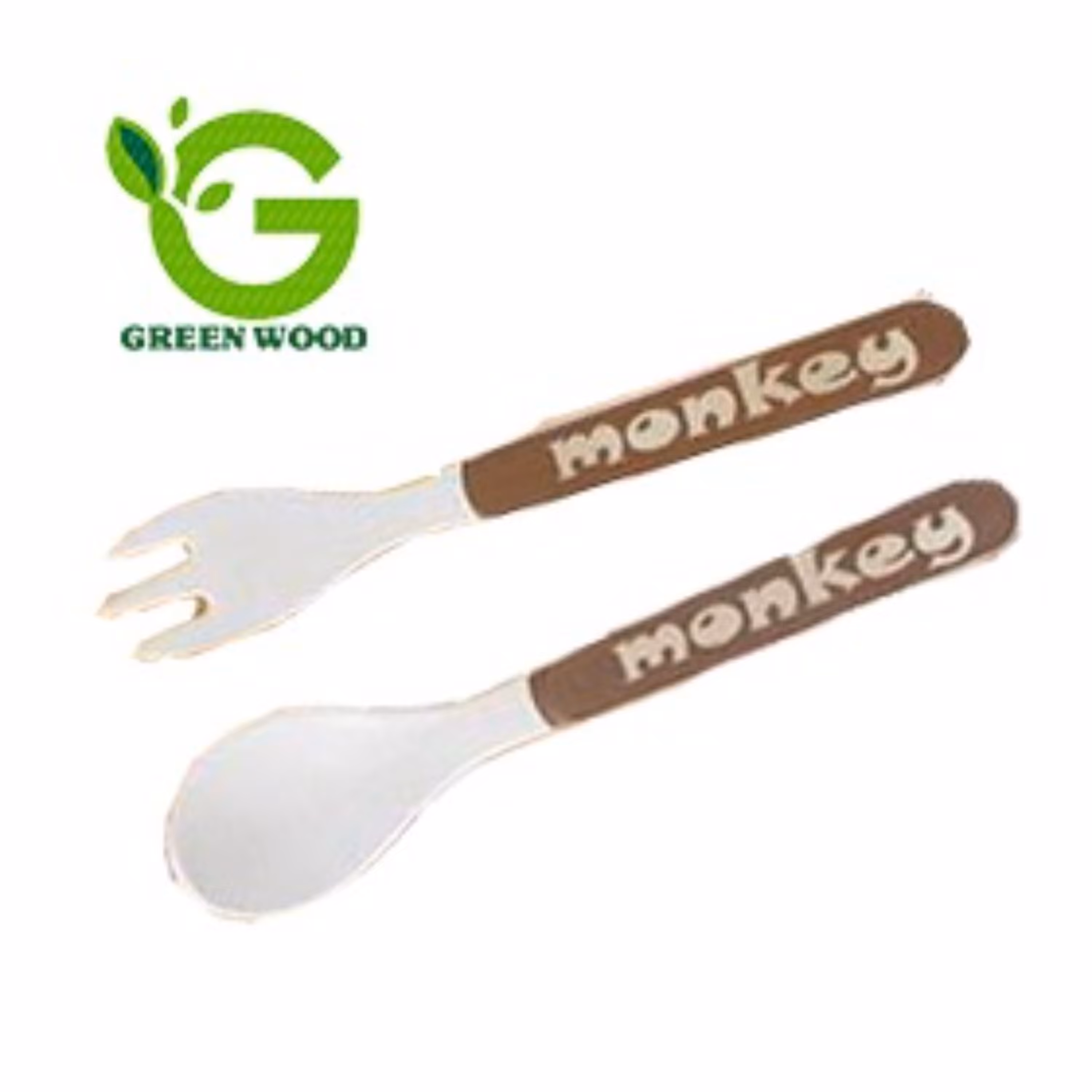 قاشق و چنگال کودک بامبو فایبر (ظرف کودک ظروف سرو و پذیرایی) طرح Monkey