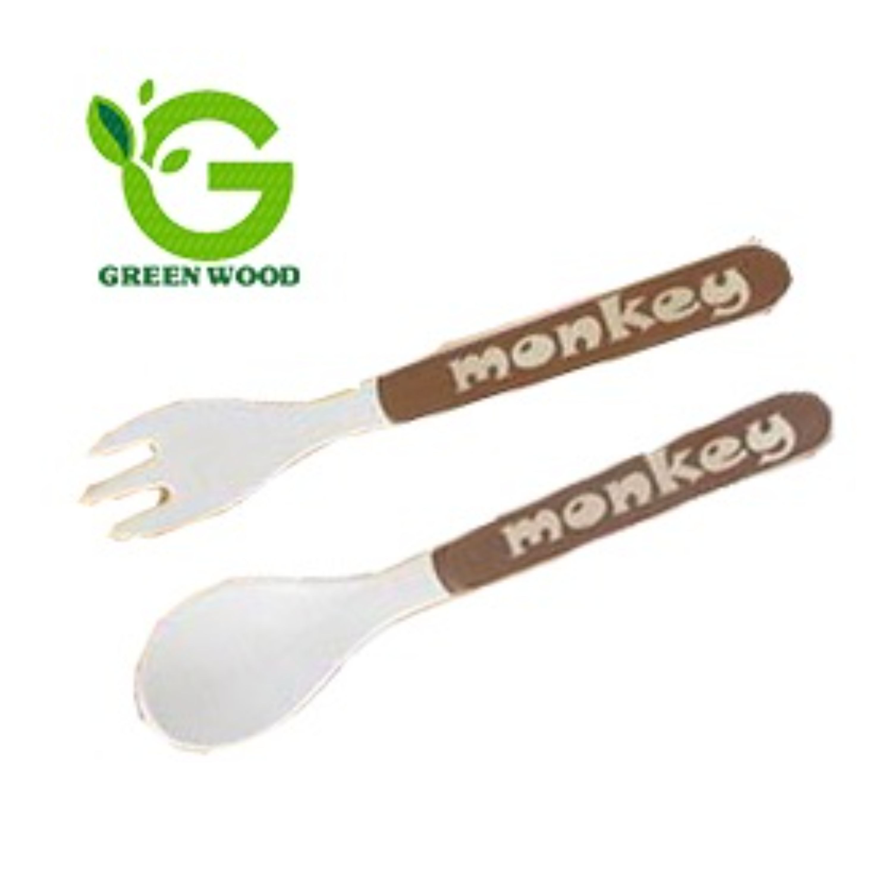 قاشق و چنگال کودک بامبو فایبر (ظرف کودک ظروف سرو و پذیرایی) طرح Monkey