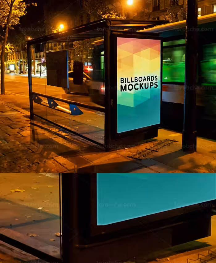 طرح لایه باز موکاپ بنر ایستاده ایستگاه اتوبوس - گرافیک با طعم تربچه