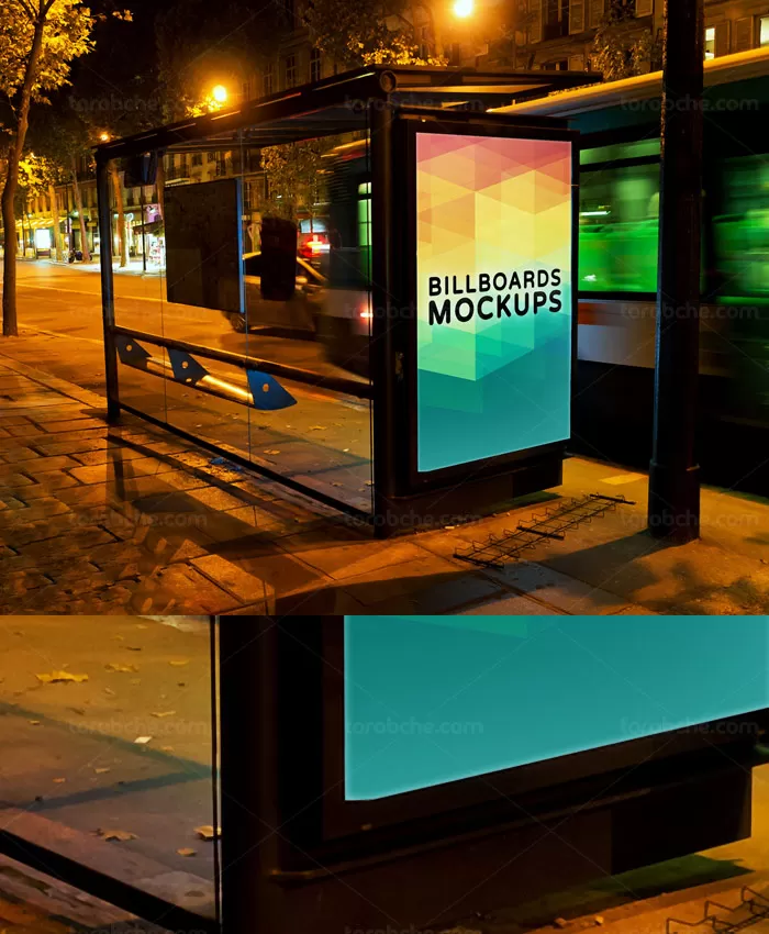 طرح لایه باز موکاپ بنر ایستاده ایستگاه اتوبوس - گرافیک با طعم تربچه