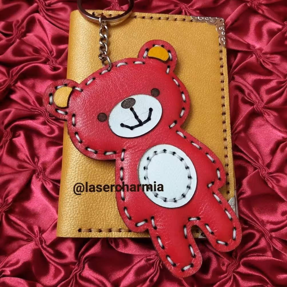 چرم برش خورده جاکلیدی مدل خرس سایز11سانت