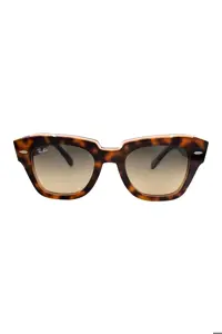 عینک آفتابی چند رنگ مردانه و زنانه 2186 1324 bg 52 State Street یونیسکس قهوه ای فریم گوشه دار Ray-Ban