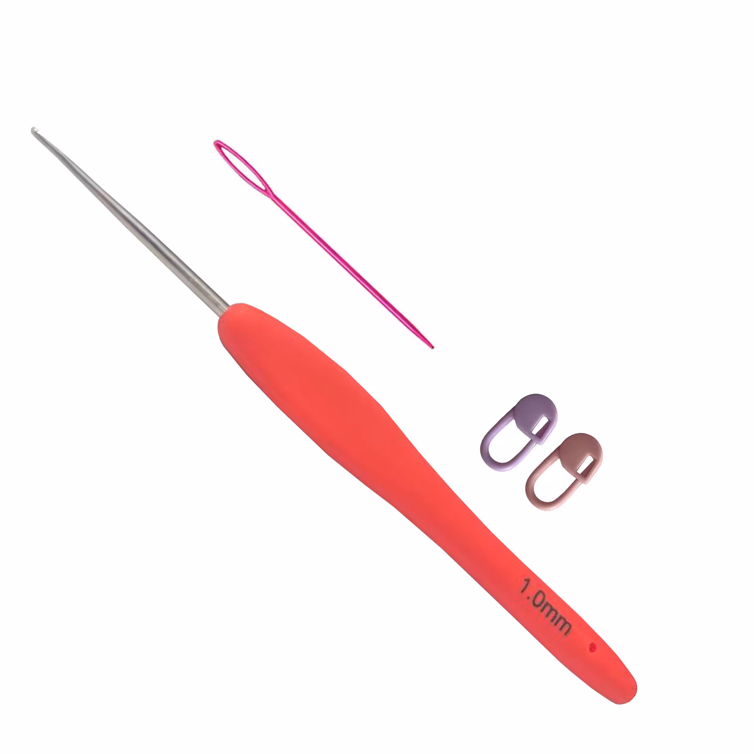 قلاب بافتنی دسته ژله ای کد 1.0 به همراه ملزومات بافتنی پک 4 عددی 