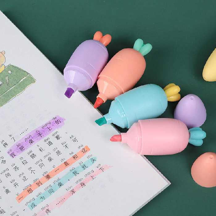 ماژیک علامت گذار مدل پاستلی طرح هویج بسته 6 عددی کد:2017