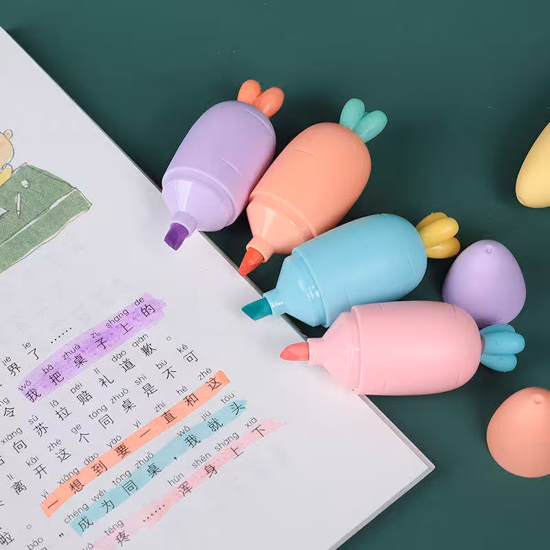 ماژیک علامت گذار مدل پاستلی طرح هویج بسته 6 عددی کد:2017