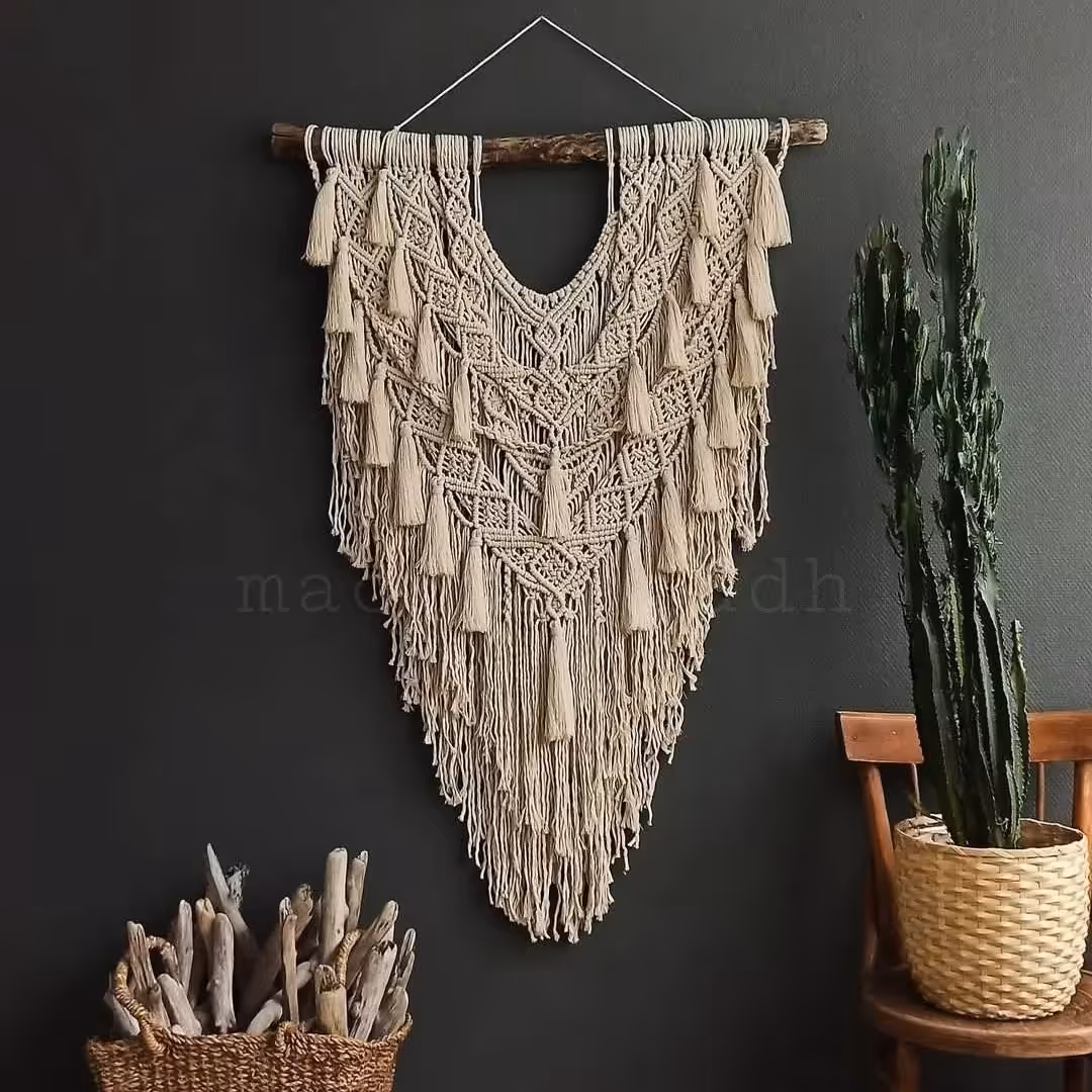 دیوار کوب مکرومه بافت مثلثی 