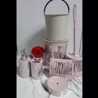 ست سرویس بهداشتی 7پارچه رزمن، طرح زبرا، رنگ کالباسی نقره ای