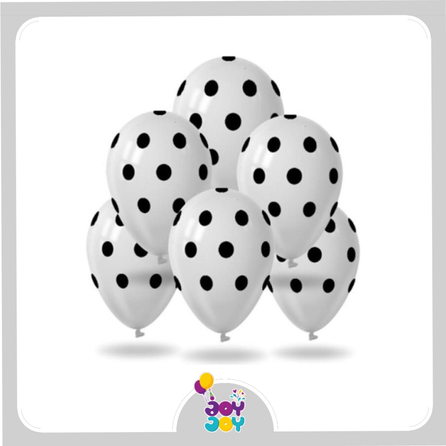 بادکنک سفید خالدار مشکی - بادکنک لاتکس سفید خالدار مشکی - 12 اینچ سایز معمولی بادکنک