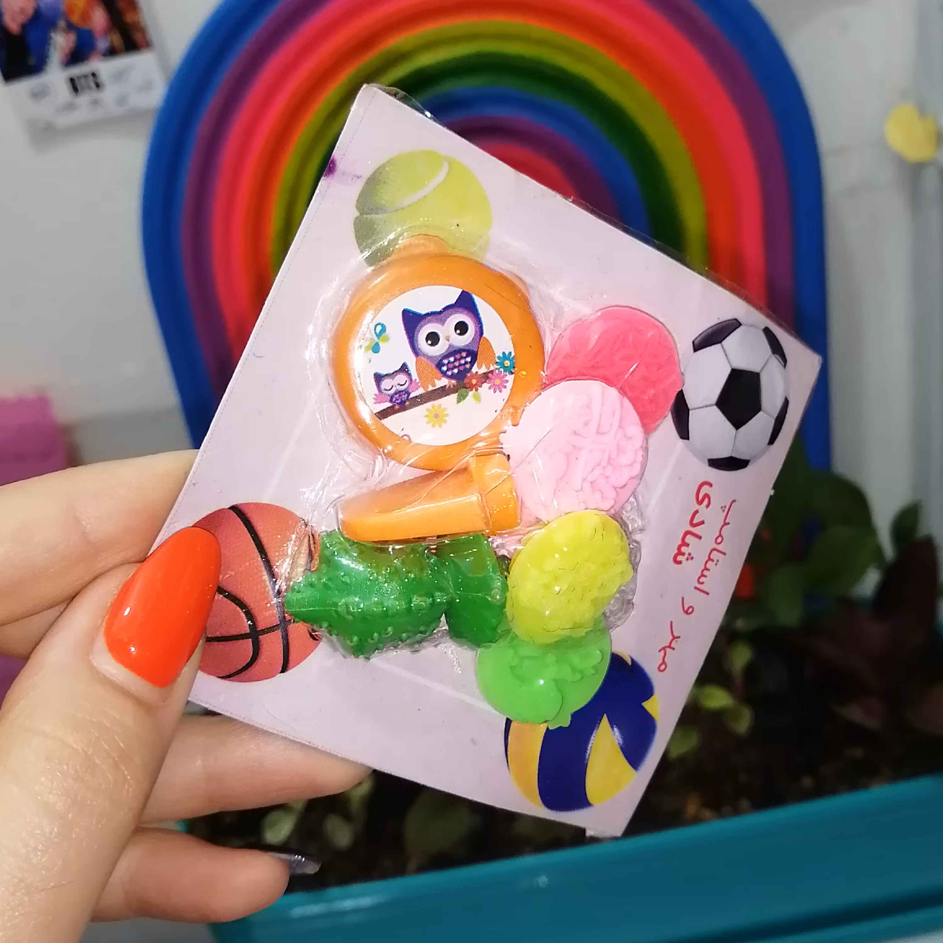 مهر و استامپ جایزه با سرمدادی و تشویقی طرح جغد نارنجی 